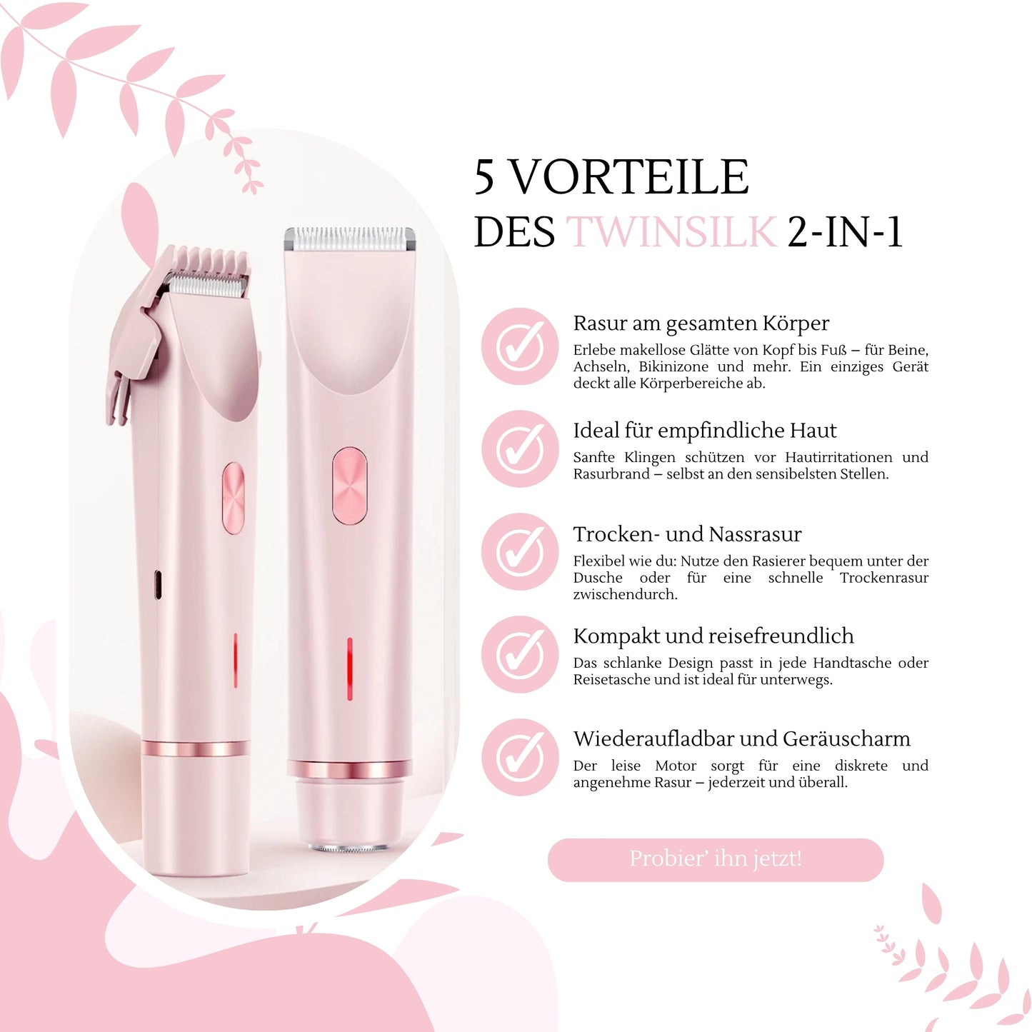 TwinSilk - Der 2-in-1 Damenrasierer für Gesicht & Körper